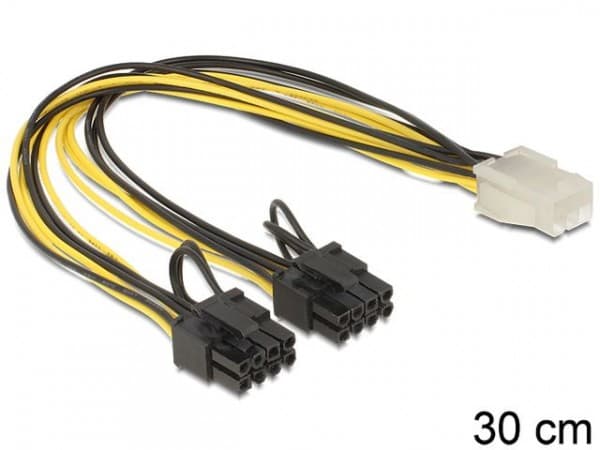 Delock - Strømkabel - 8-pins PCIe-strøm (6+2) (hann) til 6-pins PCIe-strøm (hunn) - 30 cm
