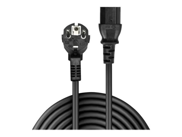 Lindy - Strømkabel - power CEE 7/7 (hann) vinklet til power IEC 60320 C13 - 5 m - svart