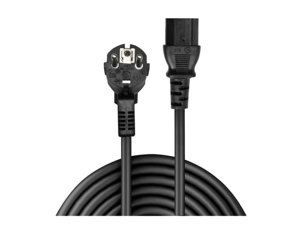 Lindy - Strømkabel - power CEE 7/7 (hann) vinklet til power IEC 60320 C13 - 5 m - svart