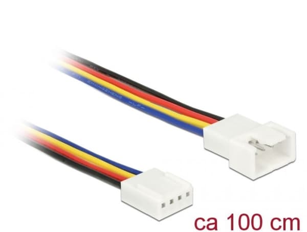 Delock - Förlängningsströmkabel till fläkt - 4-stifts PWM (hane) till 4-stifts PWM (hona) - 1 m