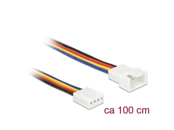 Delock - Förlängningsströmkabel till fläkt - 4-stifts PWM (hane) till 4-stifts PWM (hona) - 1 m