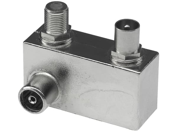 Axing TZU 21-65, Kabeldelare/fördelare, 5 - 1006 MHz, Silver, Metall, Hane/Hona, A