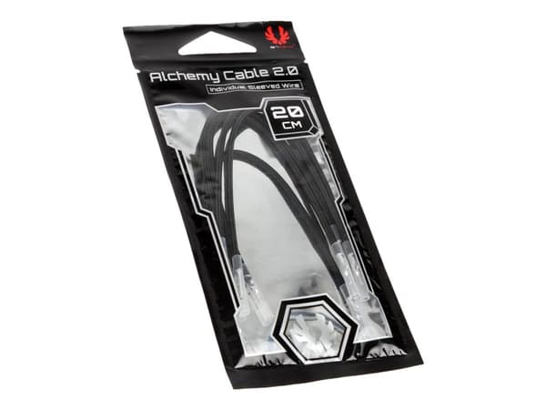 BitFenix Alchemy 2.0 - Strömkabel - 20 cm - formpressad, tvinnad - svart (paket om 5)