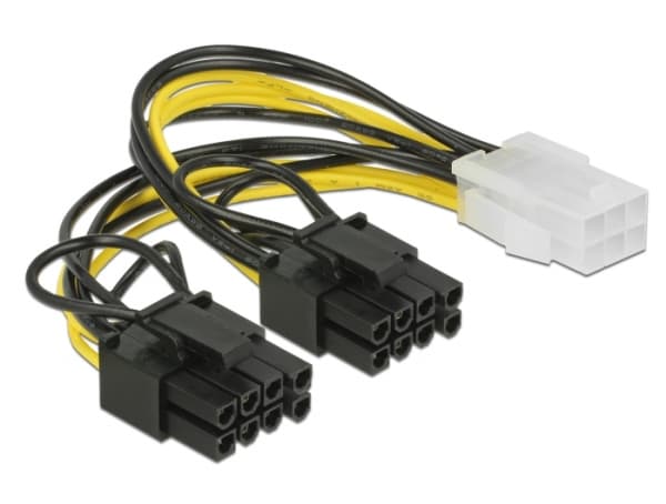Delock - Strømkabel - 6-pins PCIe-strøm (hunn) til 8-pins PCIe-strøm (6+2) (hann) - 12 V - 15 cm - låst