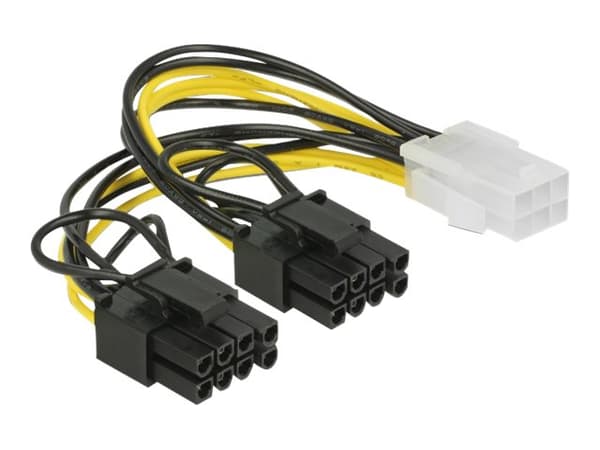 Delock - Strømkabel - 6-pins PCIe-strøm (hunn) til 8-pins PCIe-strøm (6+2) (hann) - 12 V - 15 cm - låst