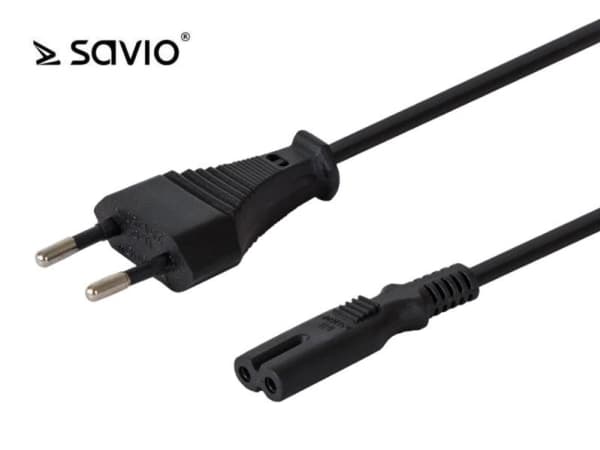 SAVIO CL-97 - Johdinsarja - Europlug (han) til IEC 60320 C7 - 250 V - 5 A - 1,2 m - lajiteltu