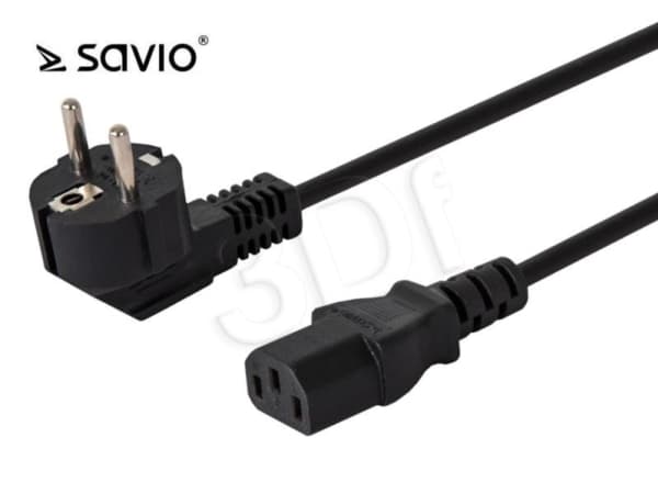 SAVIO CL-98 - Strømkabel - type F (hann) vinklet til power IEC 60320 C13 - 250 V - 10 A - 1.8 m - svart