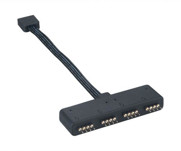 Akasa - RGB LED-splitter - 4-pin intern strøm (hunn) til 4-pin intern strøm (hann) - 10 cm - svart