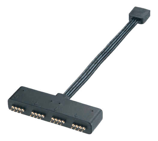 Akasa - RGB LED-splitter - 4-pin intern strøm (hunn) til 4-pin intern strøm (hann) - 10 cm - svart