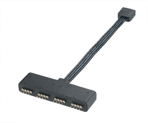 Akasa - RGB LED-splitter - 4-pin intern strøm (hunn) til 4-pin intern strøm (hann) - 10 cm - svart