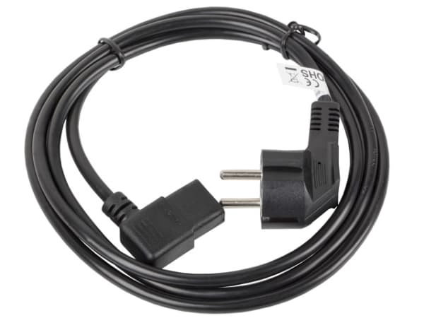 Lanberg - Verkkokaapeli - CEE 7/7 (uros) kulmikas ja IEC 60320 C13 kulmikas - 10 A - 1,8 m - säikeistetty - musta