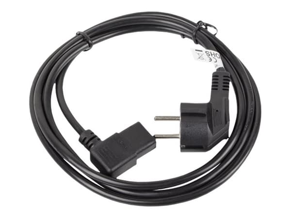 Lanberg - Verkkokaapeli - CEE 7/7 (uros) kulmikas ja IEC 60320 C13 kulmikas - 10 A - 1,8 m - säikeistetty - musta