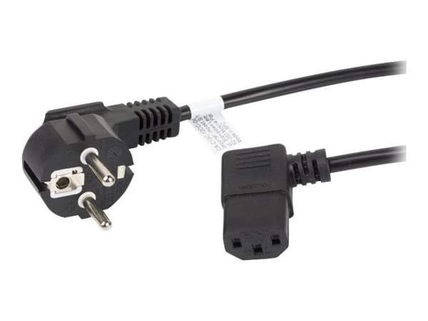 Lanberg - Verkkokaapeli - CEE 7/7 (uros) kulmikas ja IEC 60320 C13 kulmikas - 10 A - 1,8 m - säikeistetty - musta
