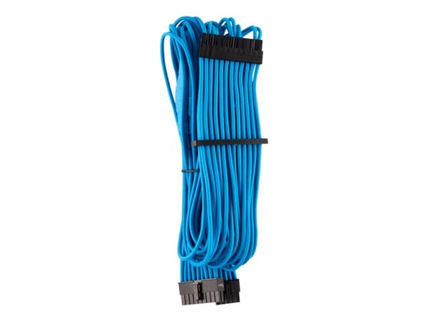 CORSAIR Premium individually sleeved (Type 4, Generation 4) - Strömkabel - 24-pin ATX (hona) till 24-stifts ATX (20+4) (hona) - 61 cm - blå