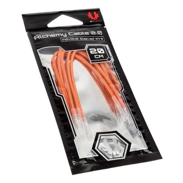 BitFenix Alchemy 2.0 - Strømkabel - 20 cm - formstøpt, flertrådet - oransje (en pakke 5)