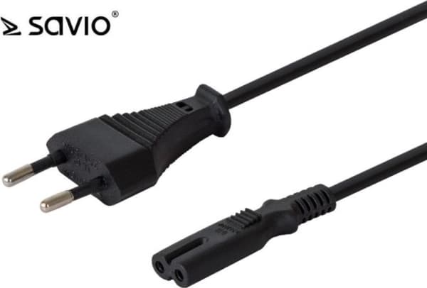 SAVIO CL-105 - Strømkabel - Europlug (hann) til 2-stiftsstrøm - 250 V - 5 A - 3 m - svart