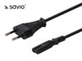 Miniatyrbilde 4 av 5: SAVIO CL-105 - Strømkabel - Europlug (hann) til 2-stiftsstrøm - 250 V - 5 A - 3 m - svart