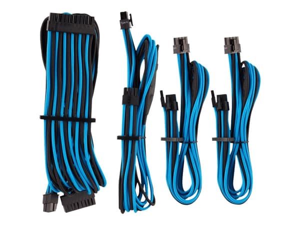 CORSAIR Premium individually sleeved starter kit (Type 4, Generation 4) - Strømkabelsett - svart, blå