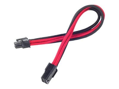 SilverStone PP07 - Förlängningskabel för ström - 6-stifts PCIe-ström (hona) till 6-stifts PCIe-ström (hane) - 25 cm - svart / röd