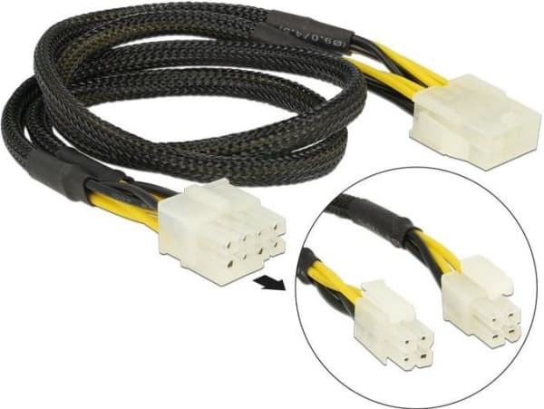 Delock - Strømforlengelseskabel - 8-pins EPS12V (hunn) til 8-pins EPS12V (hann) - 44 cm