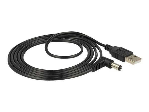 Delock - Strømkabel - 5,5 x 2,1 mm DC-jakk (hann) til USB (kun strøm) (hann) - 1.5 m - 90°-kontakt