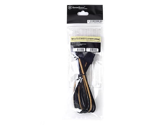 SilverStone PP07 - Strømforlengelseskabel - 8-pins PCIe-strøm (6+2) (hann) til 8-pins PCIe-strøm (hunn) - 25 cm - svart/gull