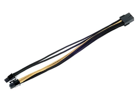 SilverStone PP07 - Strømforlengelseskabel - 8-pins PCIe-strøm (6+2) (hann) til 8-pins PCIe-strøm (hunn) - 25 cm - svart/gull