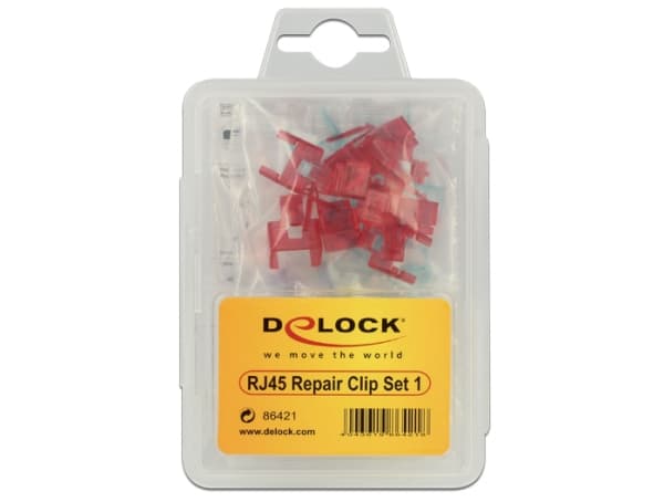 Delock Repair Clip Set 1 - Reparasjonsklips for nettverkskontakt - blå, gul, rød, grønn (en pakke 40)