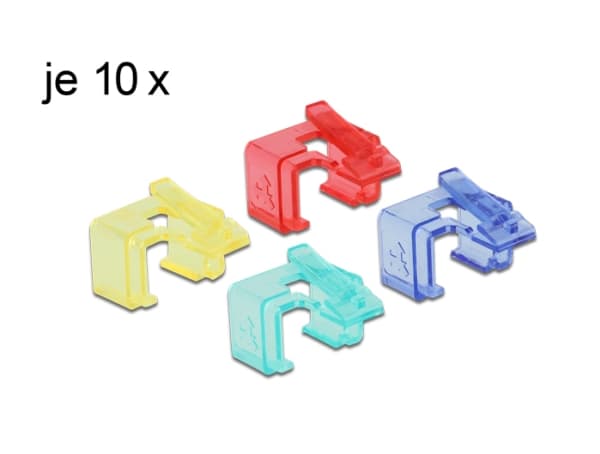 Delock Repair Clip Set 1 - Reparasjonsklips for nettverkskontakt - blå, gul, rød, grønn (en pakke 40)