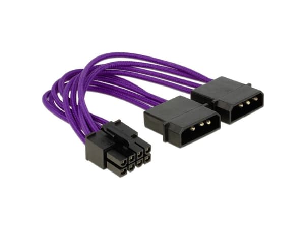 Delock - Strømadapter - 4-pin intern strøm (hann) til 8-pins EPS12V (hunn) - 15 cm - purpur