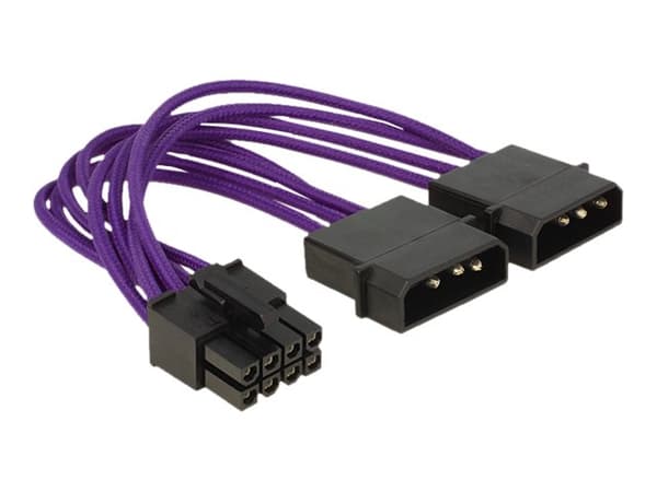 Delock - Strømadapter - 4-pin intern strøm (hann) til 8-pins EPS12V (hunn) - 15 cm - purpur