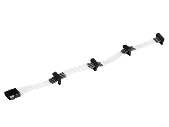 SilverStone PP07 - Strømforlengelseskabel - 4-pin intern strøm (hann) til SATA-strøm (hunn) - 30 cm - hvit