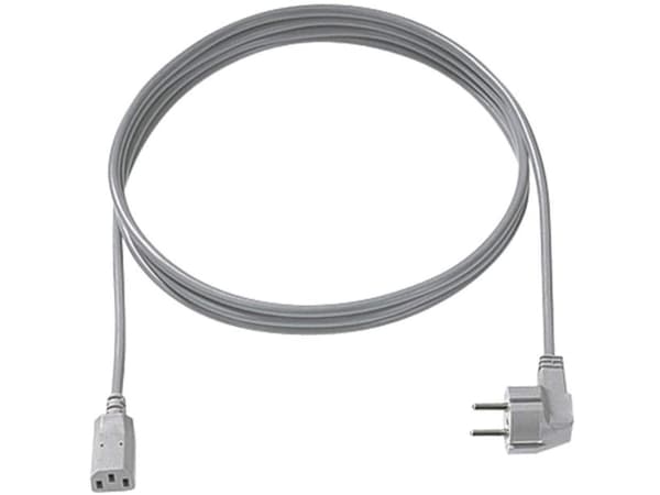 Bachmann H05VV-F 3G - Strømkabel - power IEC 60320 C13 rett til power CEE 7/7 (hann) vinklet - 250 V - 10 A - 3 m - formstøpt - grå
