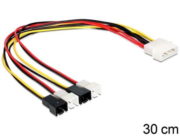 Delock - Puhaltimen virtasovitin - 2-nastainen sisäinen virtalähde (uros) 4-nastaiseen sisäiseen virtalähteeseen (uros) - 30 cm