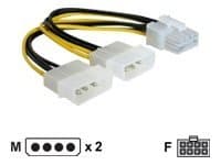 Delock - Strömadapter - 4-stifts intern ström (12V) (hane) till 8-stifts PCIe-ström (hona) - 30 cm