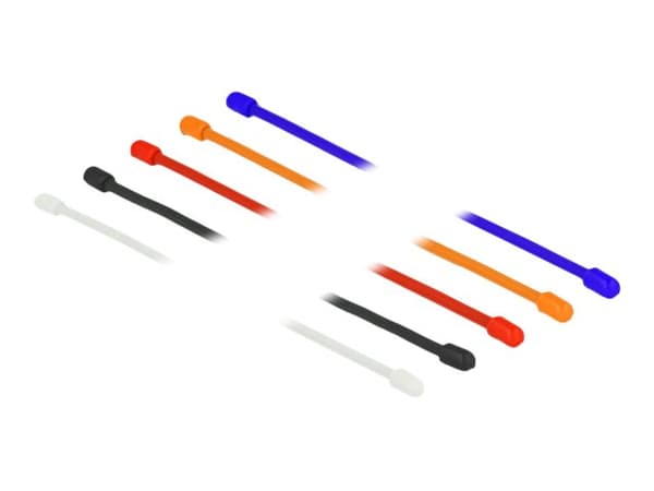 Delock Cable Ties flexible - Kabellissesett - 25 cm - svart, hvit, blå, rød, oransje