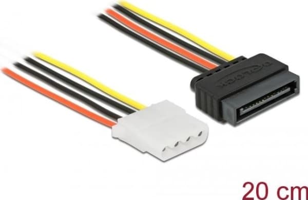 DeLOCK 60136, 0,2 m, SATA 15-pinninen, Molex (4-pin), Uros, Naaras, Suora