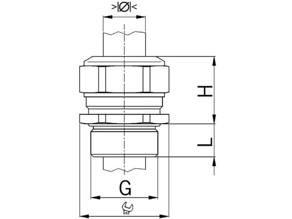 Kaiser 1100.29.91.275, Metallisk, Nickel, PG29, IP68, IP69, -40 - 200 °C, 12 mm