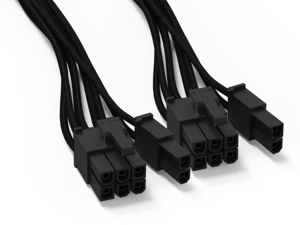 BeQuiet Computer, Strøm Kabel [2x ATX-stik 8-pol. (6+2) - 1x 12 PIN-stik (strømforsyning) ] 0.60 m Sort