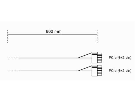 BeQuiet Computer, Strøm Kabel [2x ATX-stik 8-pol. (6+2) - 1x 12 PIN-stik (strømforsyning) ] 0.60 m Sort