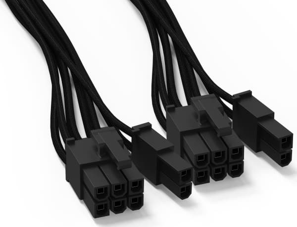 BeQuiet Computer, Strøm Kabel [2x ATX-stik 8-pol. (6+2) - 1x 12 PIN-stik (strømforsyning) ] 0.60 m Sort