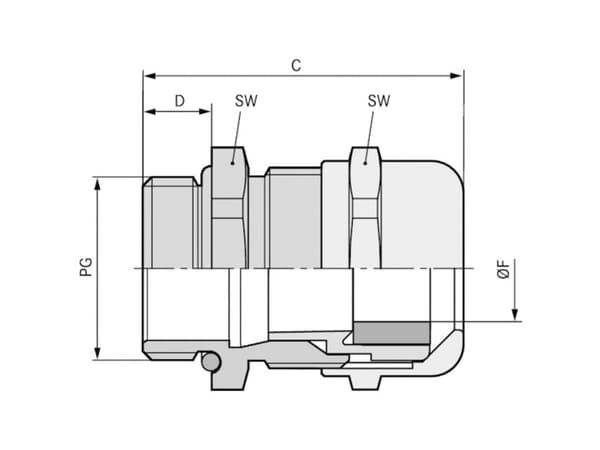 Lapp SKINTOP 52115770, Metallisk, Messing, Polyamid, 100 stykker, PG7, IP68, -40 - 100 °C