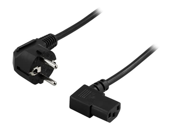 DELTACO - Strømkabel - power CEE 7/7 (hann) til power IEC 60320 C13 - AC 250 V - 10 A - 3 m - 90°-kontakt - svart