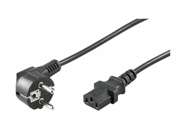 MicroConnect - Strømkabel - IEC 60320 - 1.8 m - 90°-kontakt - svart