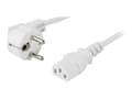 Pikkukuva 2 / 4: DELTACO - Strømkabel - CEE 7/7 (han) vinklet til IEC 60320 C13 lige - AC 250 V - 10 A - 20 cm - kova - hvid