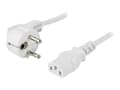 Pikkukuva 1 / 4: DELTACO - Strømkabel - CEE 7/7 (han) vinklet til IEC 60320 C13 lige - AC 250 V - 10 A - 20 cm - kova - hvid