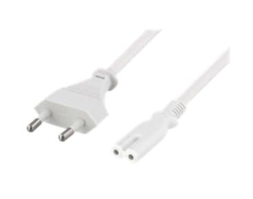 DELTACO DEL-109JN - Johdinsarja - Europlug (han) lige til IEC 60320 C7 lige - AC 250 V - 2.5 A - 5 m - hvid
