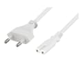 Pikkukuva 1 / 5: DELTACO DEL-109JN - Johdinsarja - Europlug (han) lige til IEC 60320 C7 lige - AC 250 V - 2.5 A - 5 m - hvid