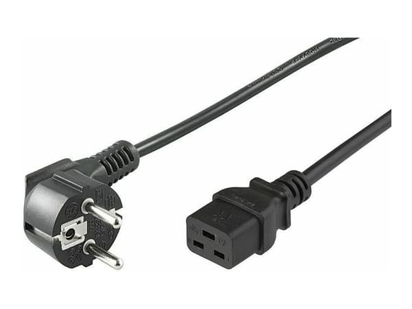 MicroConnect - Strømkabel - CEE 7/7 (han) vinklet til IEC 60320 C19 lige - AC 250 V - 16 A - 1 m - lajittelu