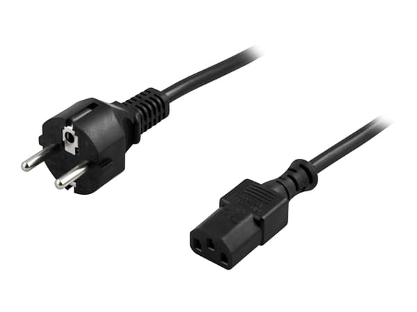 DELTACO DEL-111M - Strømkabel - power CEE 7/7 (hann) rett til power IEC 60320 C13 rett - AC 250 V - 10 A - 5 m - svart